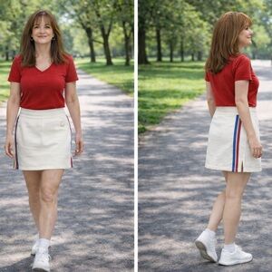 Gucci Cream Mini Skirt with Blue and Red Accents